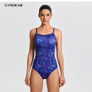 Syrokan graphic racing suit navy blue one piece size 38 new